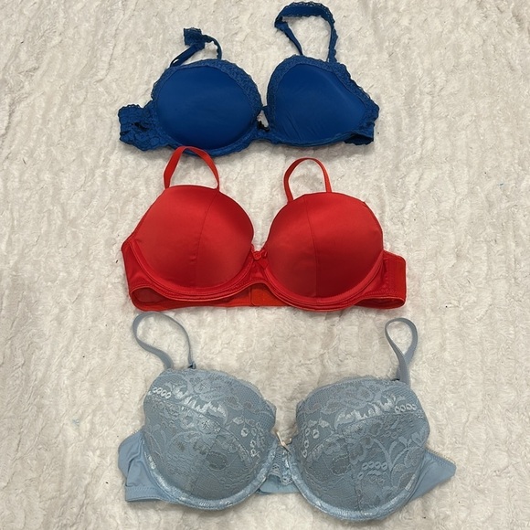 PINK FOREVER 21 Bundle of 3 red blue women’s bras size 34 B - Picture 6 of 6